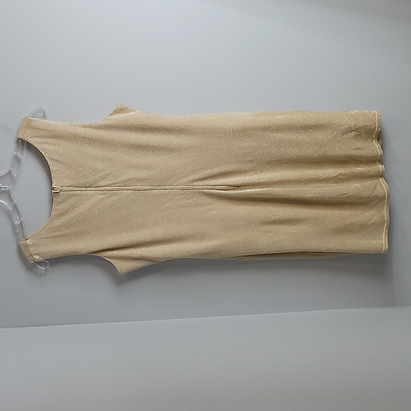 ONYX NITE Gold Sparkle sleeveless evening shift midi dress 16 - Picture 7 of 8